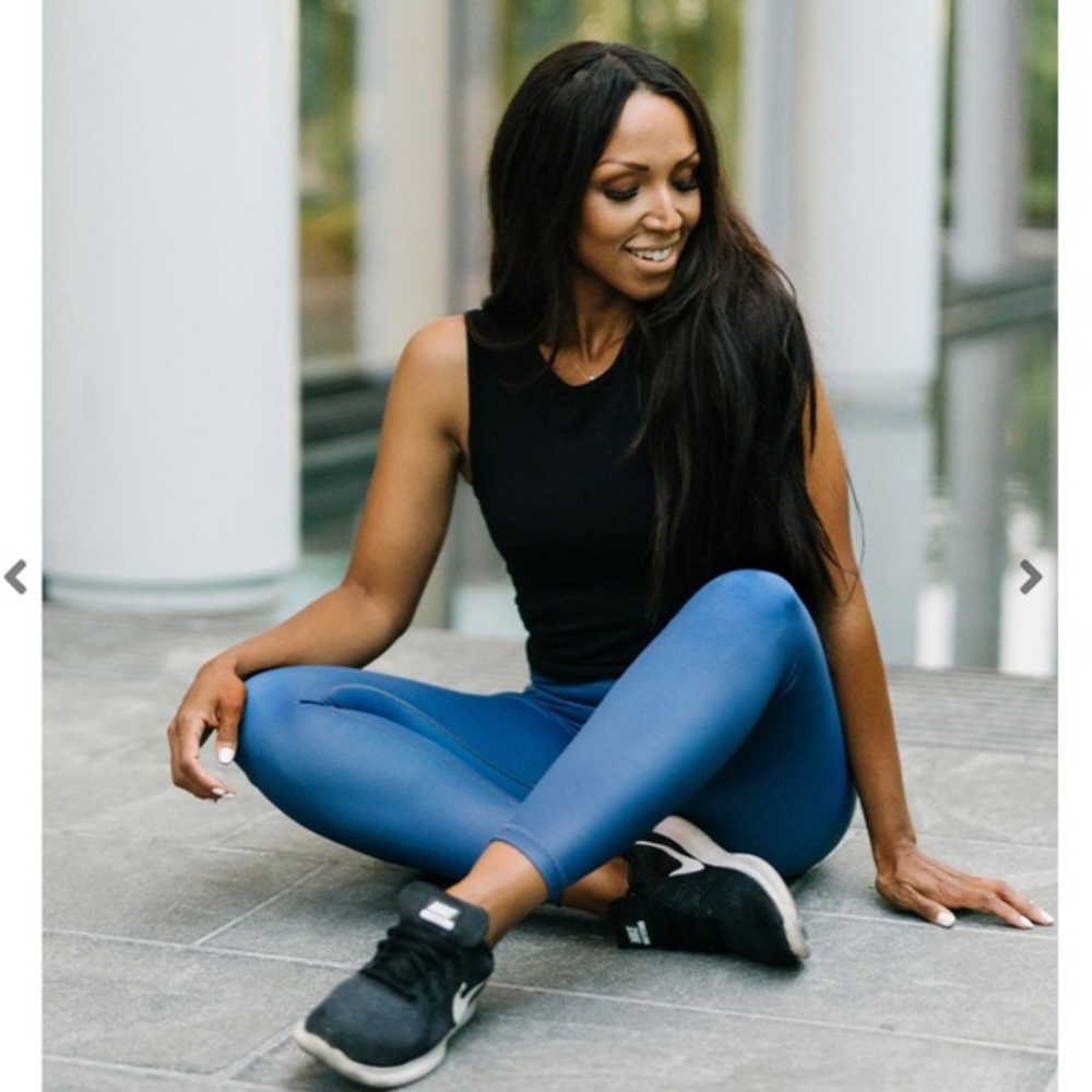 Zyia Blue Metallic Leggings